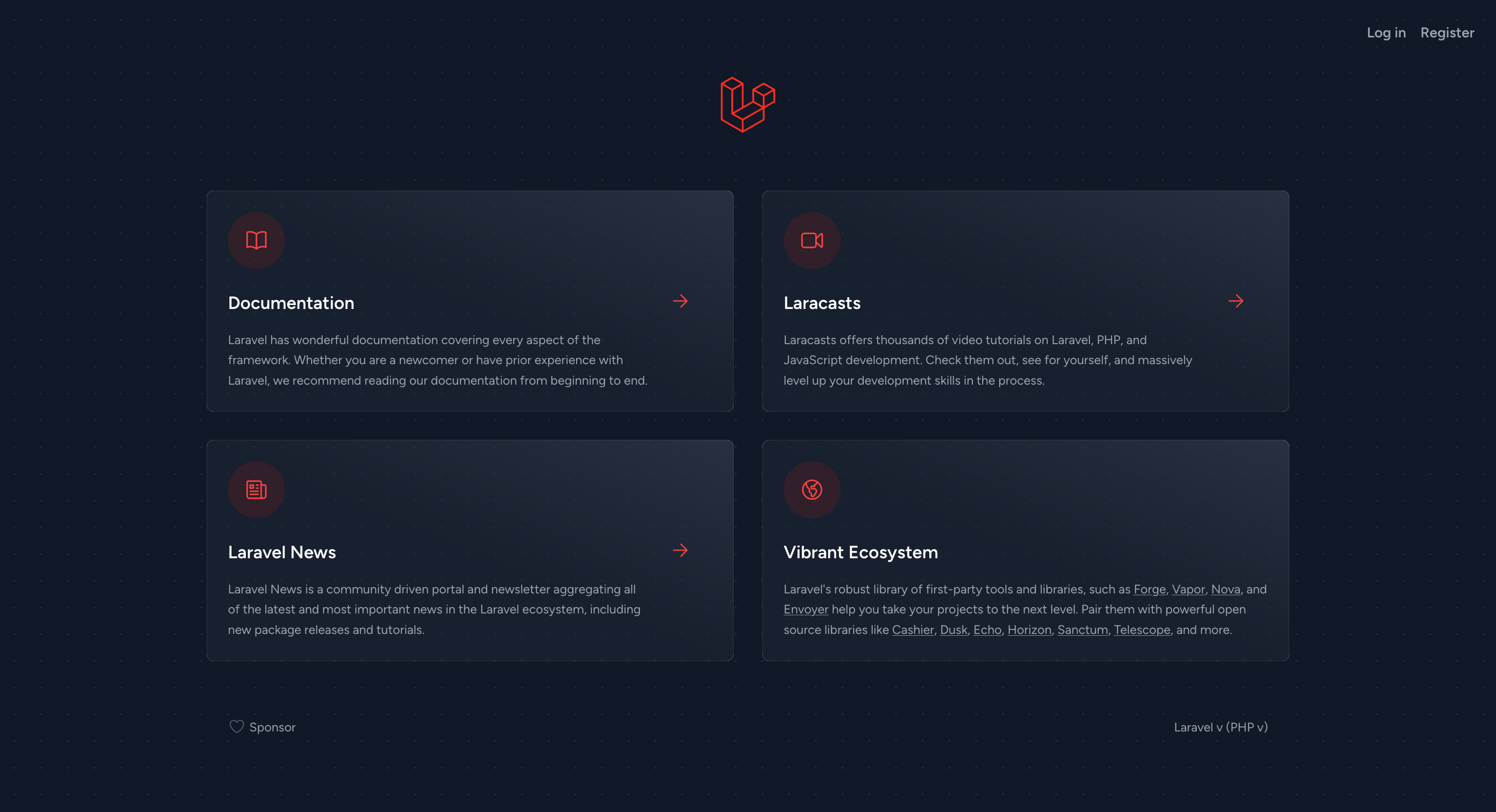 Laravel Welcome Screen